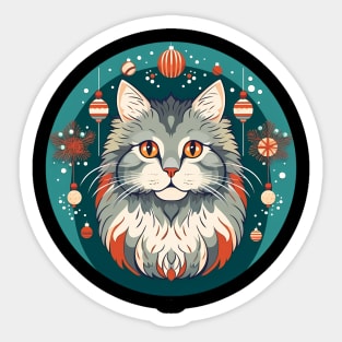 Norwegian Forest Cat Xmas Ornament, Love Cats Sticker